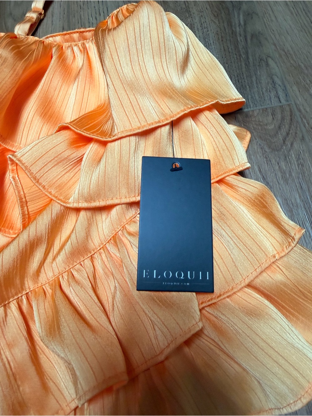 ELOQUII 28 Peach Ruffle Crop Tank Top Tie Front Plus Size Going Out Summer Date - Picture 3 of 10